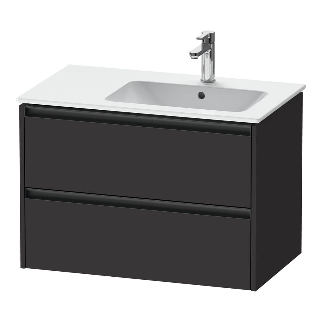 Duravit Ketho.2 – Έπιπλο Νιπτήρα – 810 mm, 2 συρτάρια, νιπτήρας δεξιά – Graphite Super Matt, Decor (K25268080800000)