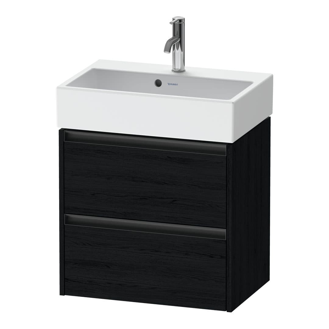 Duravit Ketho.2 – Έπιπλο Νιπτήρα – 584 mm, 2 συρτάρια, νιπτήρας κέντρο, Compact – Black oak Matt, Decor (K25273016160000)