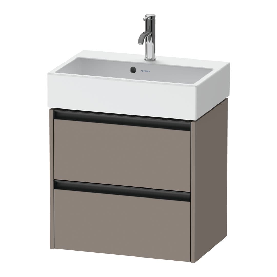 Duravit Ketho.2 – Έπιπλο Νιπτήρα – 584 mm, 2 συρτάρια, νιπτήρας κέντρο, Compact – Basalte Matt, Decor (K25273043430000)