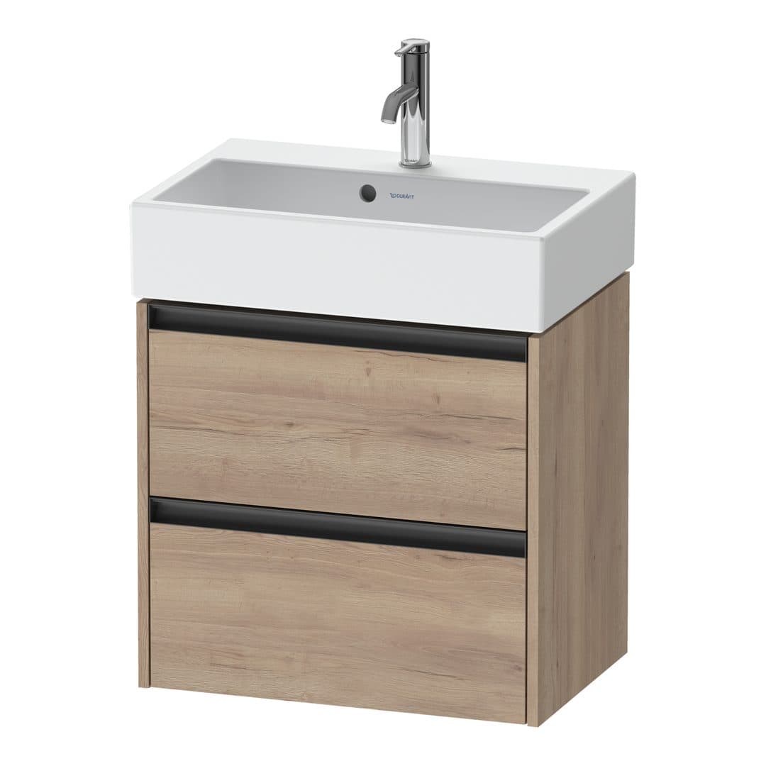Duravit Ketho.2 – Έπιπλο Νιπτήρα – 584 mm, 2 συρτάρια, νιπτήρας κέντρο, Compact – Marbled Oak Matt, Decor (K25273055550000)