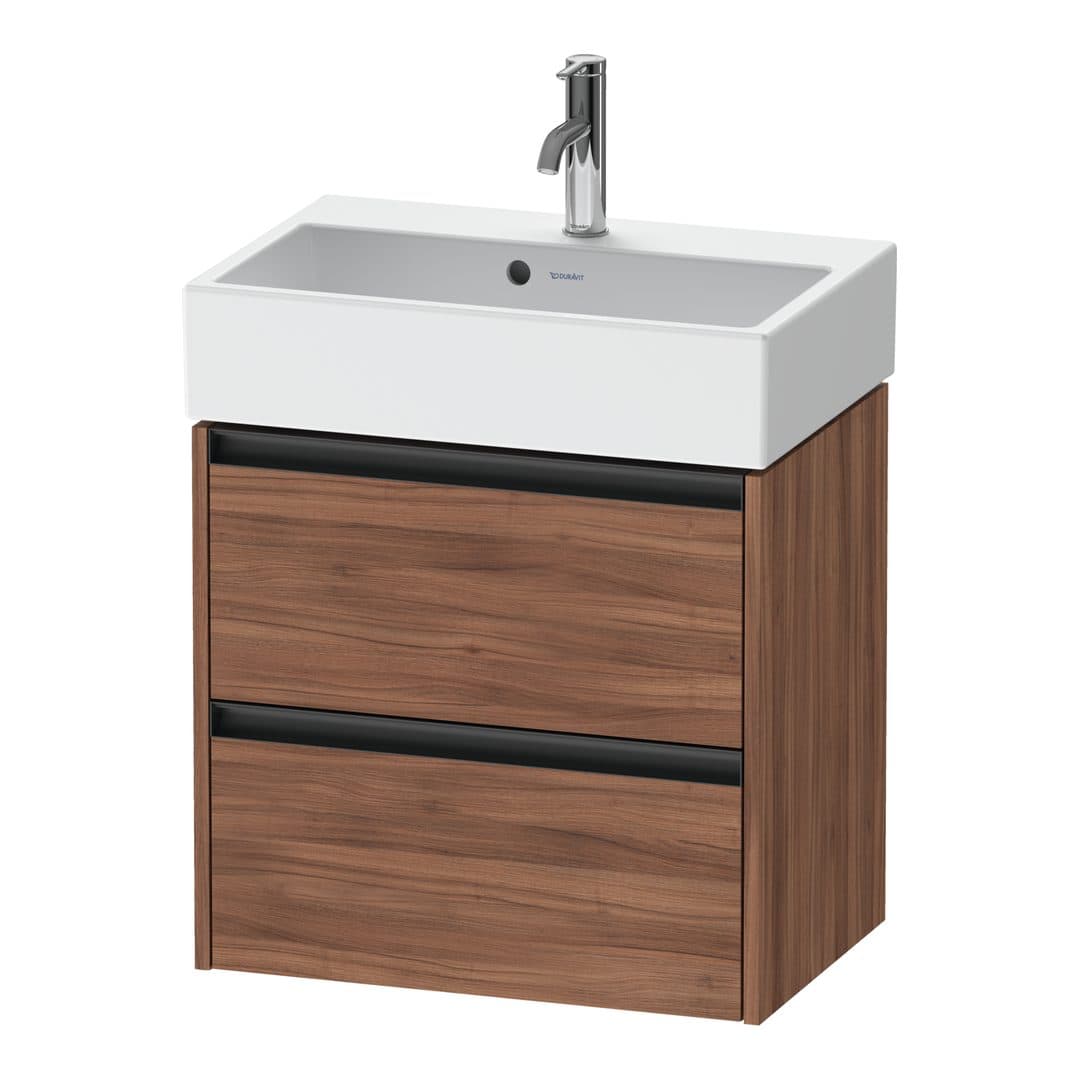 Duravit Ketho.2 – Έπιπλο Νιπτήρα – 584 mm, 2 συρτάρια, νιπτήρας κέντρο, Compact – Walnut Matt, Decor (K25273079790000)