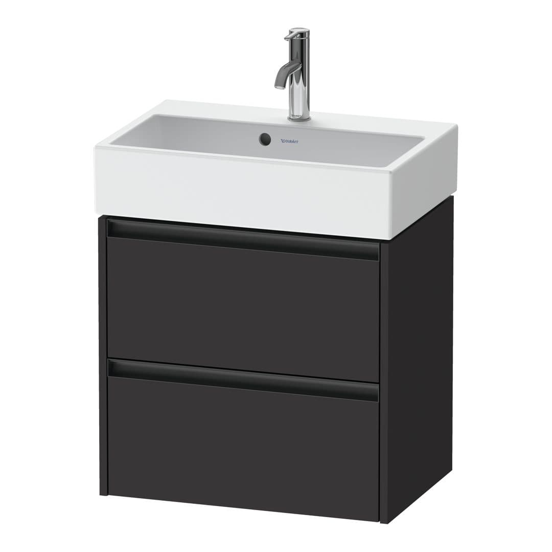 Duravit Ketho.2 – Έπιπλο Νιπτήρα – 584 mm, 2 συρτάρια, νιπτήρας κέντρο, Compact – Graphite Super Matt, Decor (K25273080800000)
