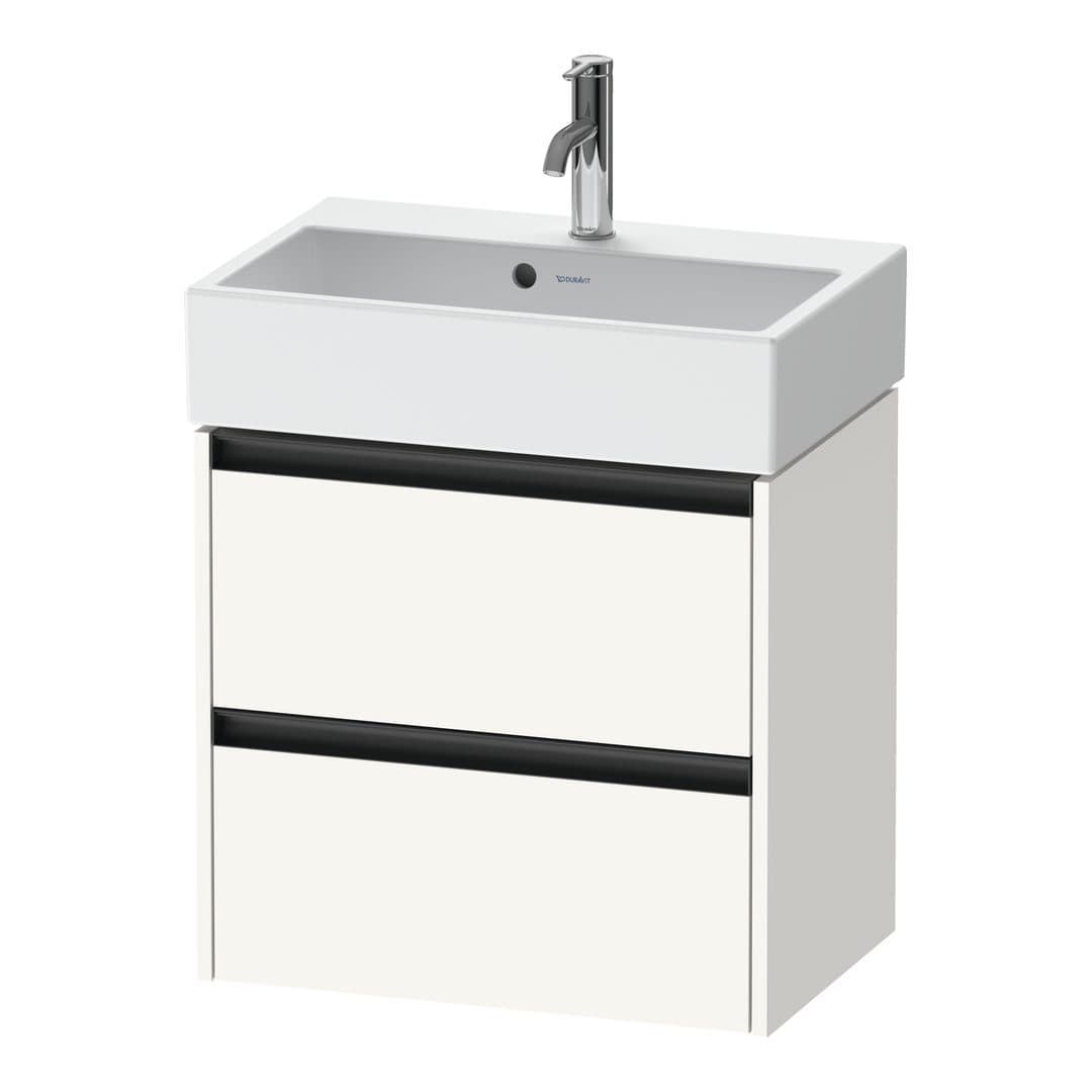 Duravit Ketho.2 – Έπιπλο Νιπτήρα – 584 mm, 2 συρτάρια, νιπτήρας κέντρο, Compact – White Super Matt, Decor (K25273084840000)