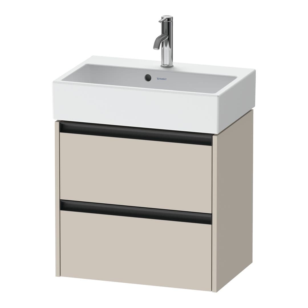 Duravit Ketho.2 – Έπιπλο Νιπτήρα – 584 mm, 2 συρτάρια, νιπτήρας κέντρο, Compact – Taupe Matt, Decor (K25273091910000)