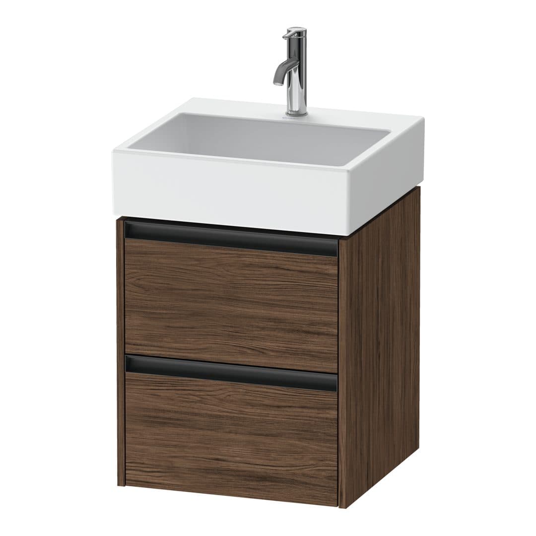 Duravit Ketho.2 – Έπιπλο Νιπτήρα – 484 mm, 2 συρτάρια, νιπτήρας κέντρο, 484 x 460 x 549 mm – Walnut dark Matt, Decor (K25274021210000)
