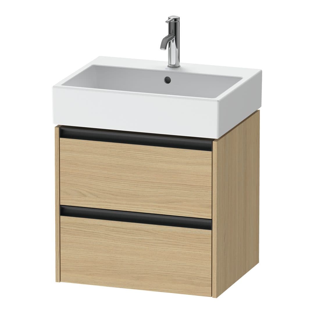 Duravit Ketho.2 – Έπιπλο Νιπτήρα – 584 mm, 2 συρτάρια, νιπτήρας κέντρο, 584 x 460 x 549 mm – Natural oak, Decor (K25275030300000)