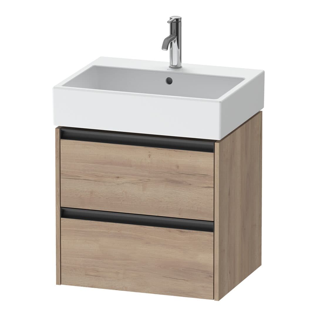 Duravit Ketho.2 – Έπιπλο Νιπτήρα – 584 mm, 2 συρτάρια, νιπτήρας κέντρο, 584 x 460 x 549 mm – Marbled Oak Matt, Decor (K25275055550000)