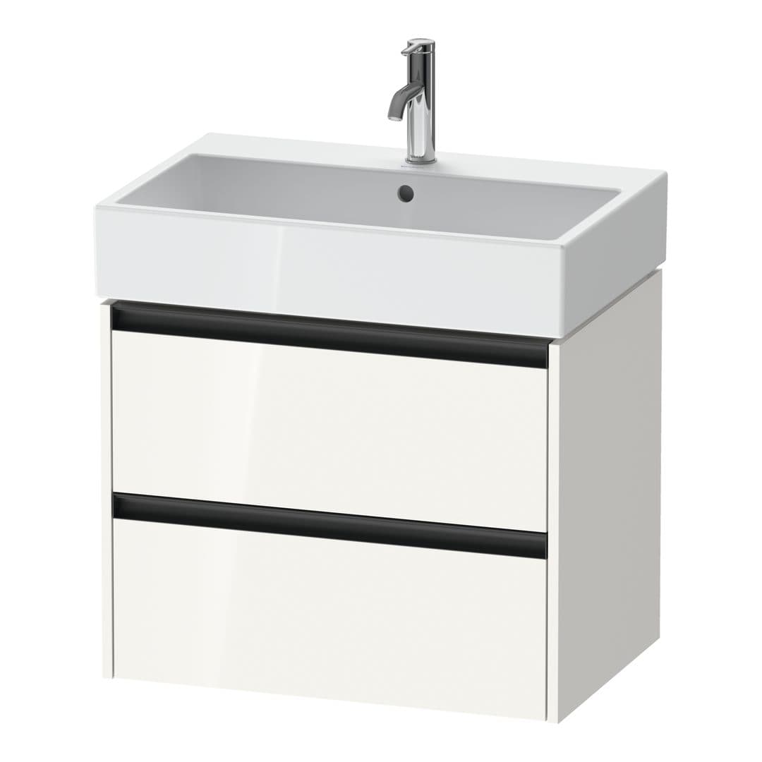 Duravit Ketho.2 – Έπιπλο Νιπτήρα – 684 mm, 2 συρτάρια, νιπτήρας κέντρο – White High Gloss, Decor (K25276022220000)