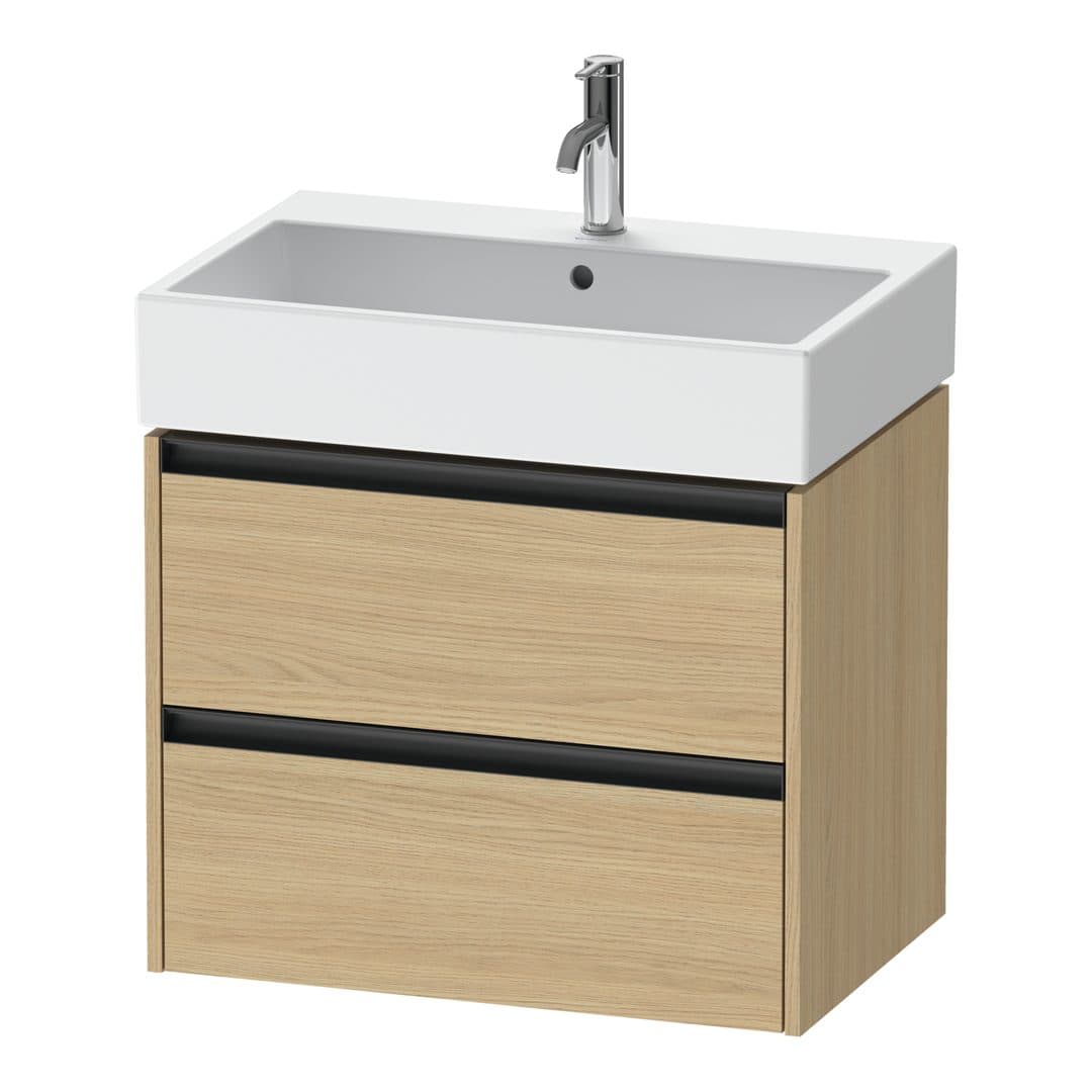 Duravit Ketho.2 – Έπιπλο Νιπτήρα – 684 mm, 2 συρτάρια, νιπτήρας κέντρο – Natural oak, Decor (K25276030300000)
