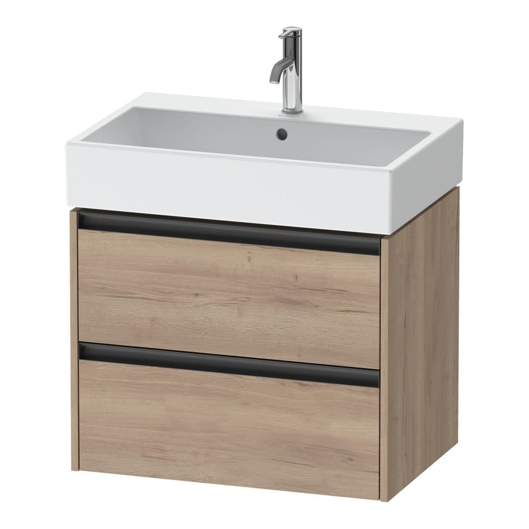 Duravit Ketho.2 – Έπιπλο Νιπτήρα – 684 mm, 2 συρτάρια, νιπτήρας κέντρο – Marbled Oak Matt, Decor (K25276055550000)