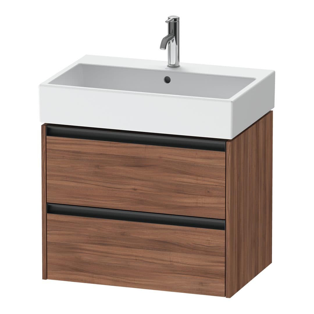 Duravit Ketho.2 – Έπιπλο Νιπτήρα – 684 mm, 2 συρτάρια, νιπτήρας κέντρο – Walnut Matt, Decor (K25276079790000)
