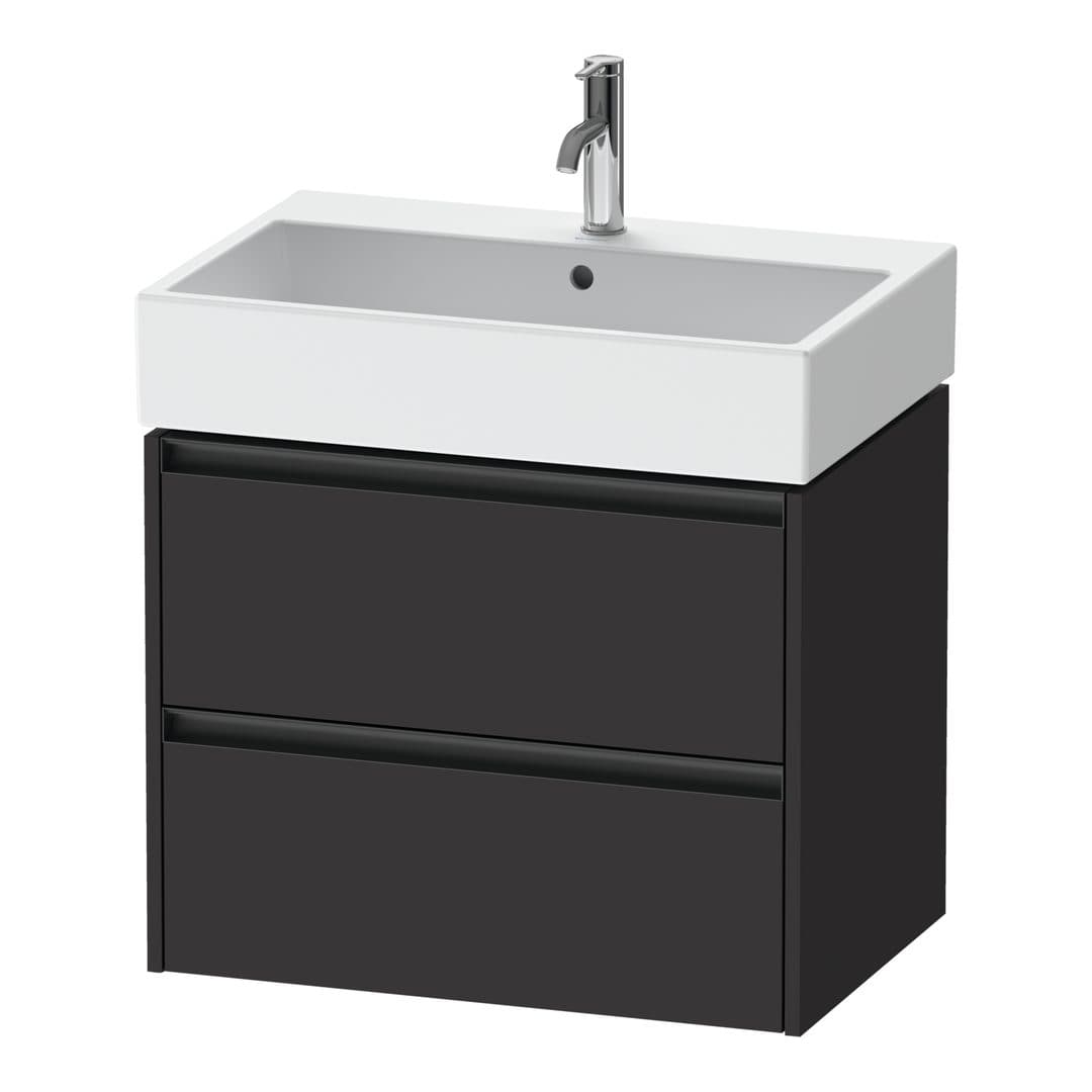Duravit Ketho.2 – Έπιπλο Νιπτήρα – 684 mm, 2 συρτάρια, νιπτήρας κέντρο – Graphite Super Matt, Decor (K25276080800000)