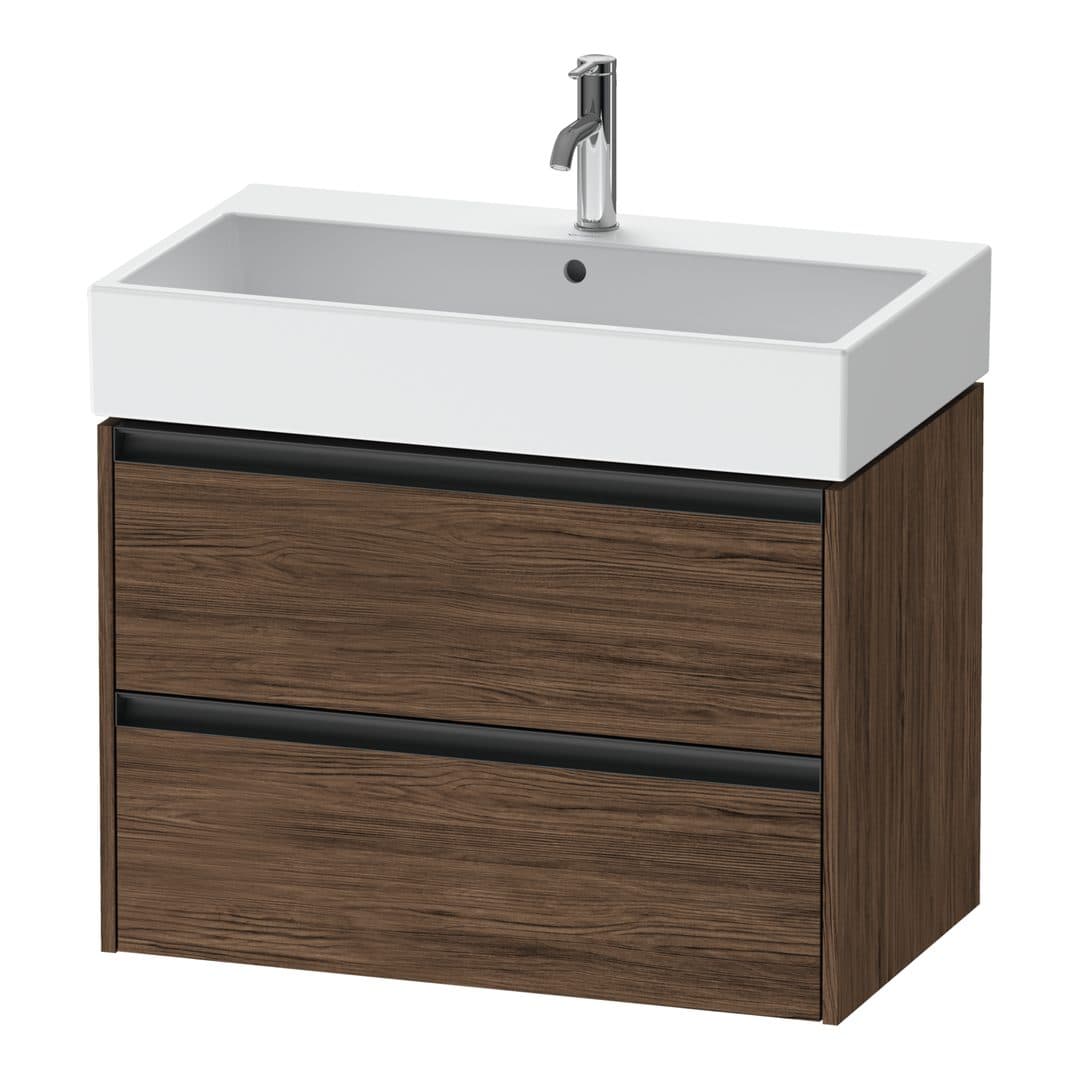 Duravit Ketho.2 – Έπιπλο Νιπτήρα – 784 mm, 2 συρτάρια, νιπτήρας κέντρο – Walnut dark Matt, Decor (K25277021210000)