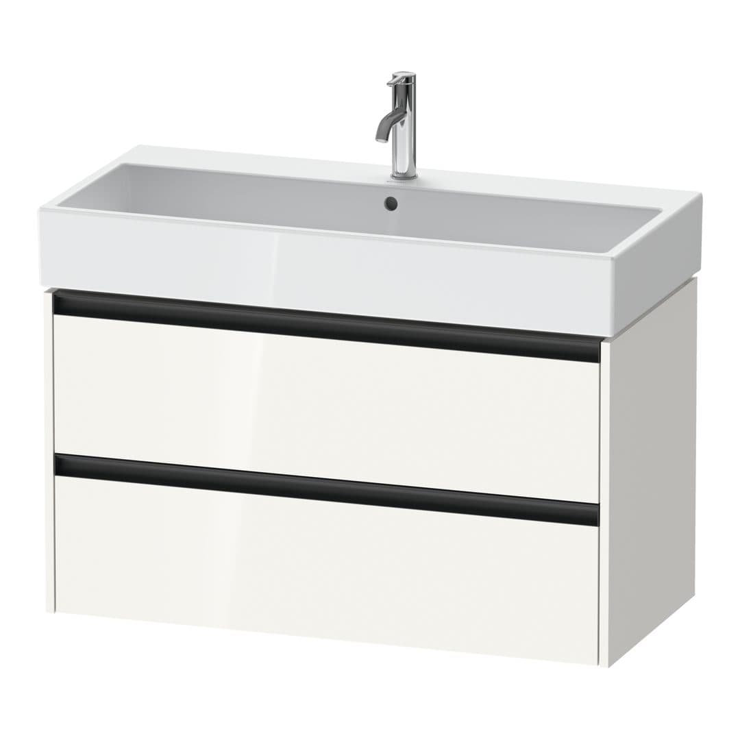 Duravit Ketho.2 – Έπιπλο Νιπτήρα – 984 mm, 2 συρτάρια, νιπτήρας κέντρο, 984 x 460 x 549 mm – White High Gloss, Decor (K25278022220000)