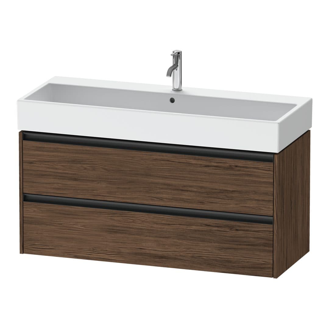 Duravit Ketho.2 – Έπιπλο Νιπτήρα – 1184 mm, 2 συρτάρια, νιπτήρας κέντρο – Walnut dark Matt, Decor (K25279021210000)