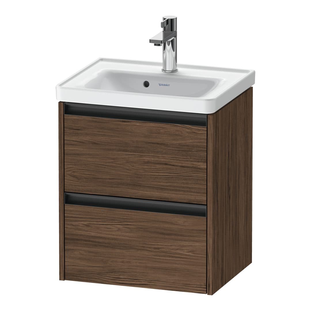 Duravit Ketho.2 – Έπιπλο Νιπτήρα – 484 mm, 2 συρτάρια, νιπτήρας κέντρο, 484 x 375 x 549 mm – Walnut dark Matt, Decor (K25280021210000)