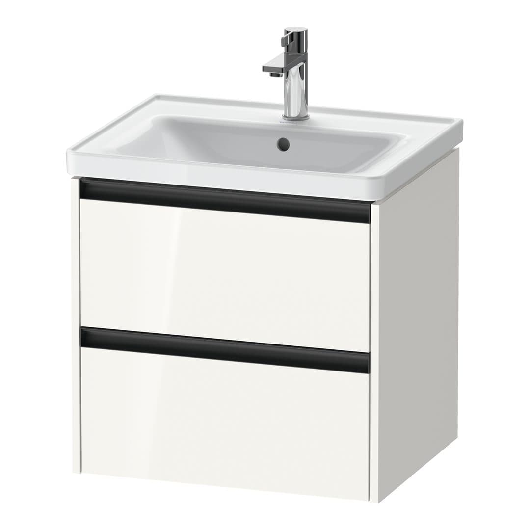 Duravit Ketho.2 – Έπιπλο Νιπτήρα – 584 mm, 2 συρτάρια, νιπτήρας κέντρο, 584 x 455 x 549 mm – White High Gloss, Decor (K25281022220000)