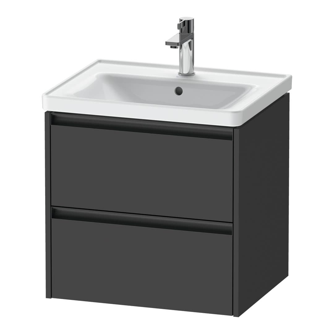 Duravit Ketho.2 – Έπιπλο Νιπτήρα – 584 mm, 2 συρτάρια, νιπτήρας κέντρο, 584 x 455 x 549 mm – Graphite Matt, Decor (K25281049490000)