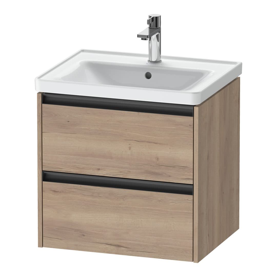 Duravit Ketho.2 – Έπιπλο Νιπτήρα – 584 mm, 2 συρτάρια, νιπτήρας κέντρο, 584 x 455 x 549 mm – Marbled Oak Matt, Decor (K25281055550000)