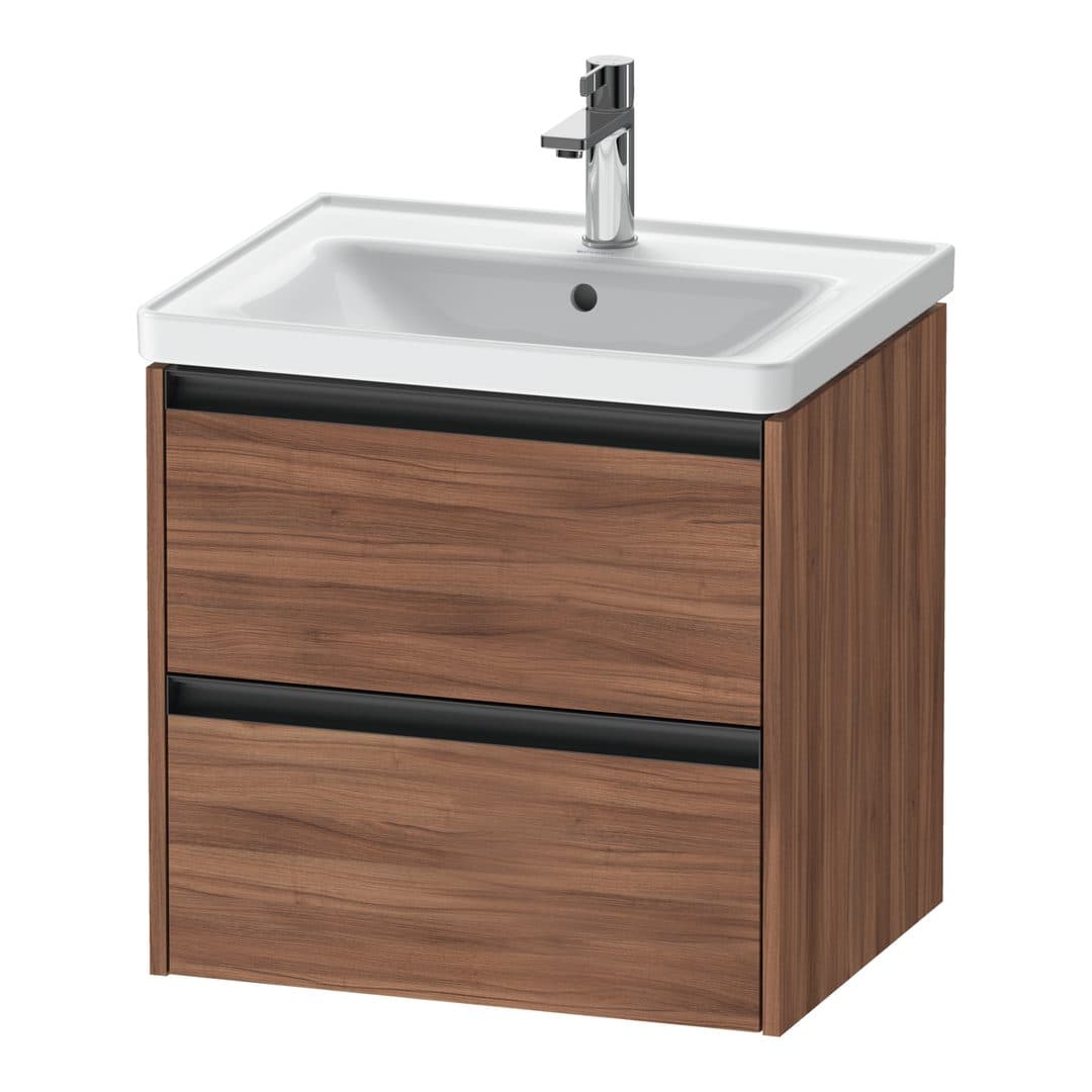Duravit Ketho.2 – Έπιπλο Νιπτήρα – 584 mm, 2 συρτάρια, νιπτήρας κέντρο, 584 x 455 x 549 mm – Walnut Matt, Decor (K25281079790000)