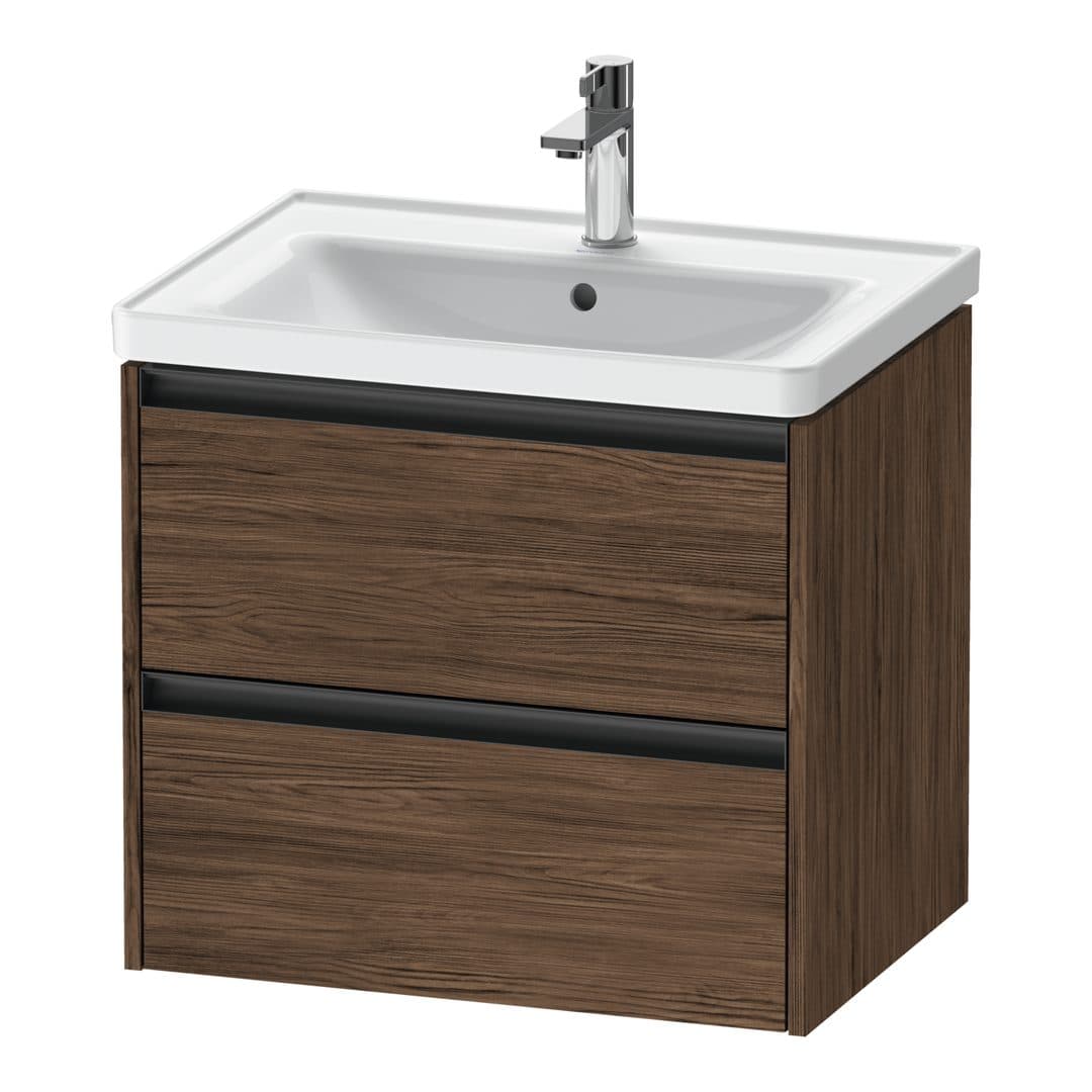 Duravit Ketho.2 – Έπιπλο Νιπτήρα – 634 mm, 2 συρτάρια, νιπτήρας κέντρο – Walnut dark Matt, Decor (K25282021210000)