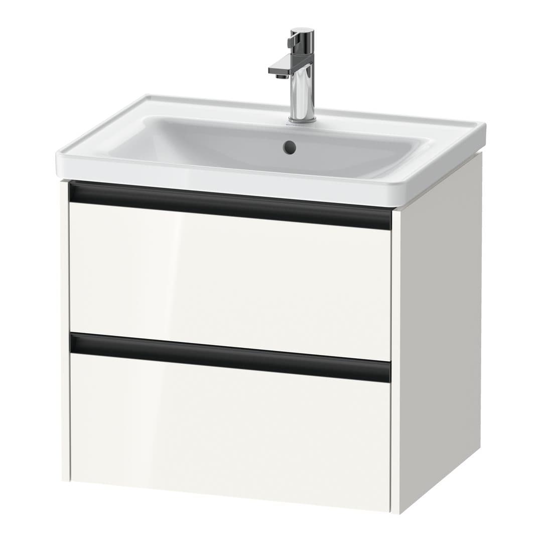 Duravit Ketho.2 – Έπιπλο Νιπτήρα – 634 mm, 2 συρτάρια, νιπτήρας κέντρο – White High Gloss, Decor (K25282022220000)