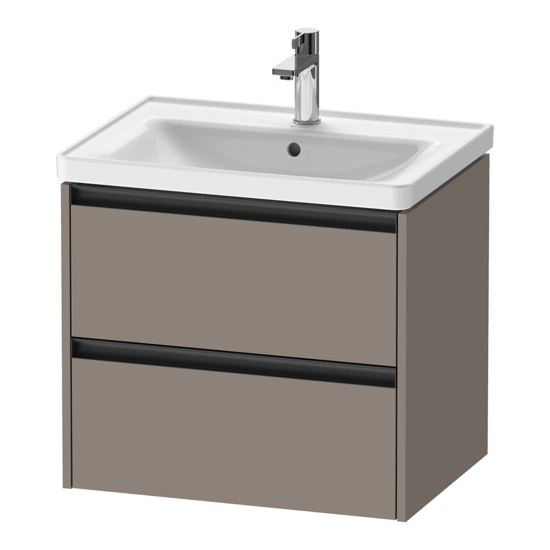 Duravit Ketho.2 – Έπιπλο Νιπτήρα – 634 mm, 2 συρτάρια, νιπτήρας κέντρο – Basalte Matt, Decor (K25282043430000)