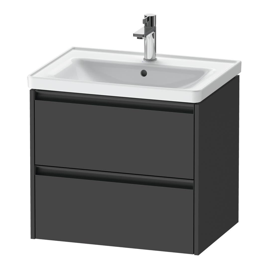 Duravit Ketho.2 – Έπιπλο Νιπτήρα – 634 mm, 2 συρτάρια, νιπτήρας κέντρο – Graphite Matt, Decor (K25282049490000)
