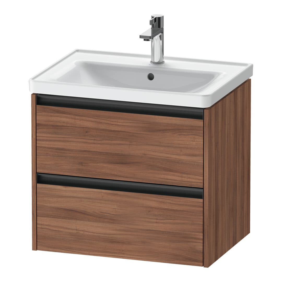 Duravit Ketho.2 – Έπιπλο Νιπτήρα – 634 mm, 2 συρτάρια, νιπτήρας κέντρο – Walnut Matt, Decor (K25282079790000)
