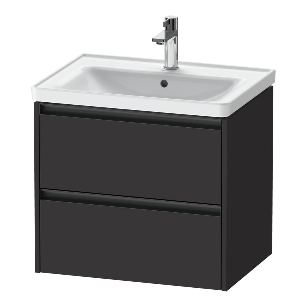 Duravit Ketho.2 – Έπιπλο Νιπτήρα – 634 mm, 2 συρτάρια, νιπτήρας κέντρο – Graphite Super Matt, Decor (K25282080800000)