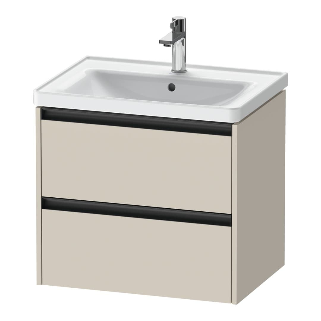 Duravit Ketho.2 – Έπιπλο Νιπτήρα – 634 mm, 2 συρτάρια, νιπτήρας κέντρο – Taupe Super Matt, Decor (K25282083830000)