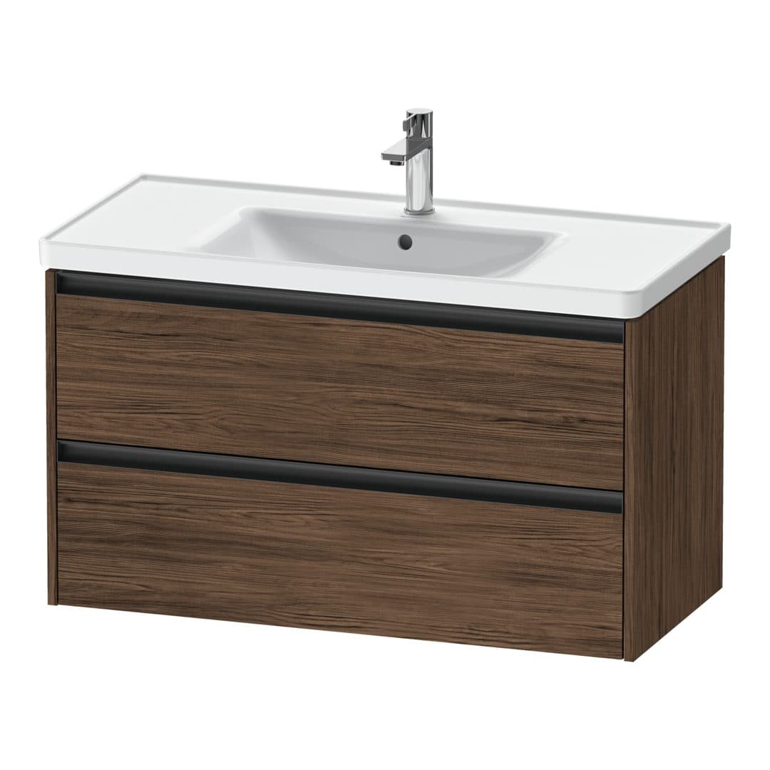 Duravit Ketho.2 – Έπιπλο Νιπτήρα – 984 mm, 2 συρτάρια, νιπτήρας κέντρο, 984 x 455 x 549 mm – Walnut dark Matt, Decor (K25284021210000)