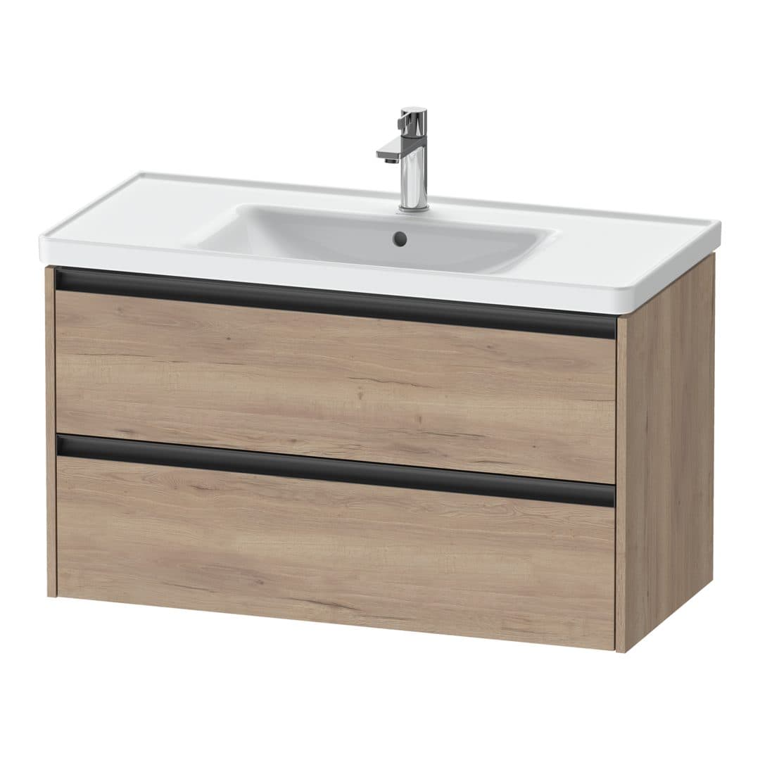 Duravit Ketho.2 – Έπιπλο Νιπτήρα – 984 mm, 2 συρτάρια, νιπτήρας κέντρο, 984 x 455 x 549 mm – Marbled Oak Matt, Decor (K25284055550000)