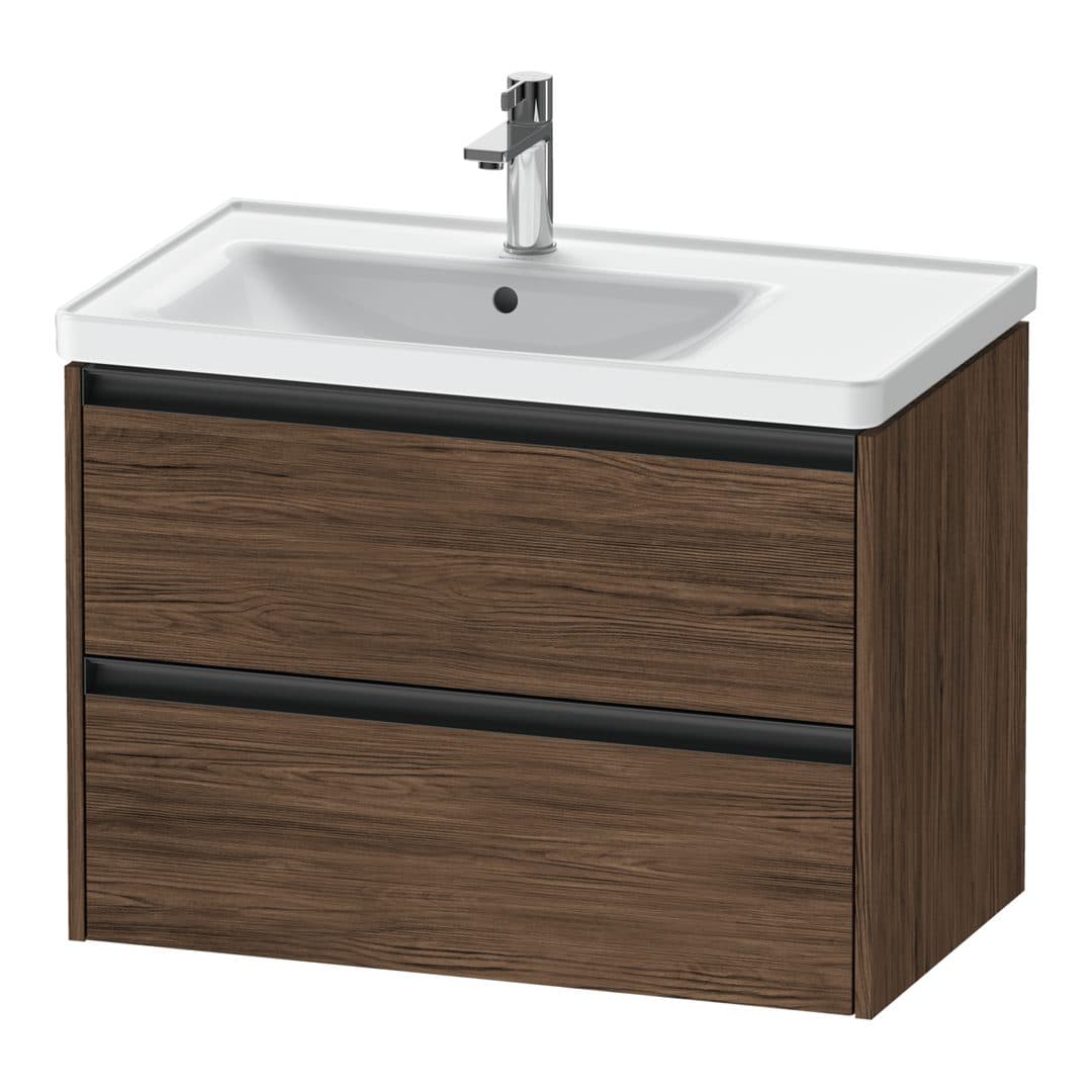 Duravit Ketho.2 – Έπιπλο Νιπτήρα – 784 mm, 2 συρτάρια, νιπτήρας αριστερά – Walnut dark Matt, Decor (K25285021210000)