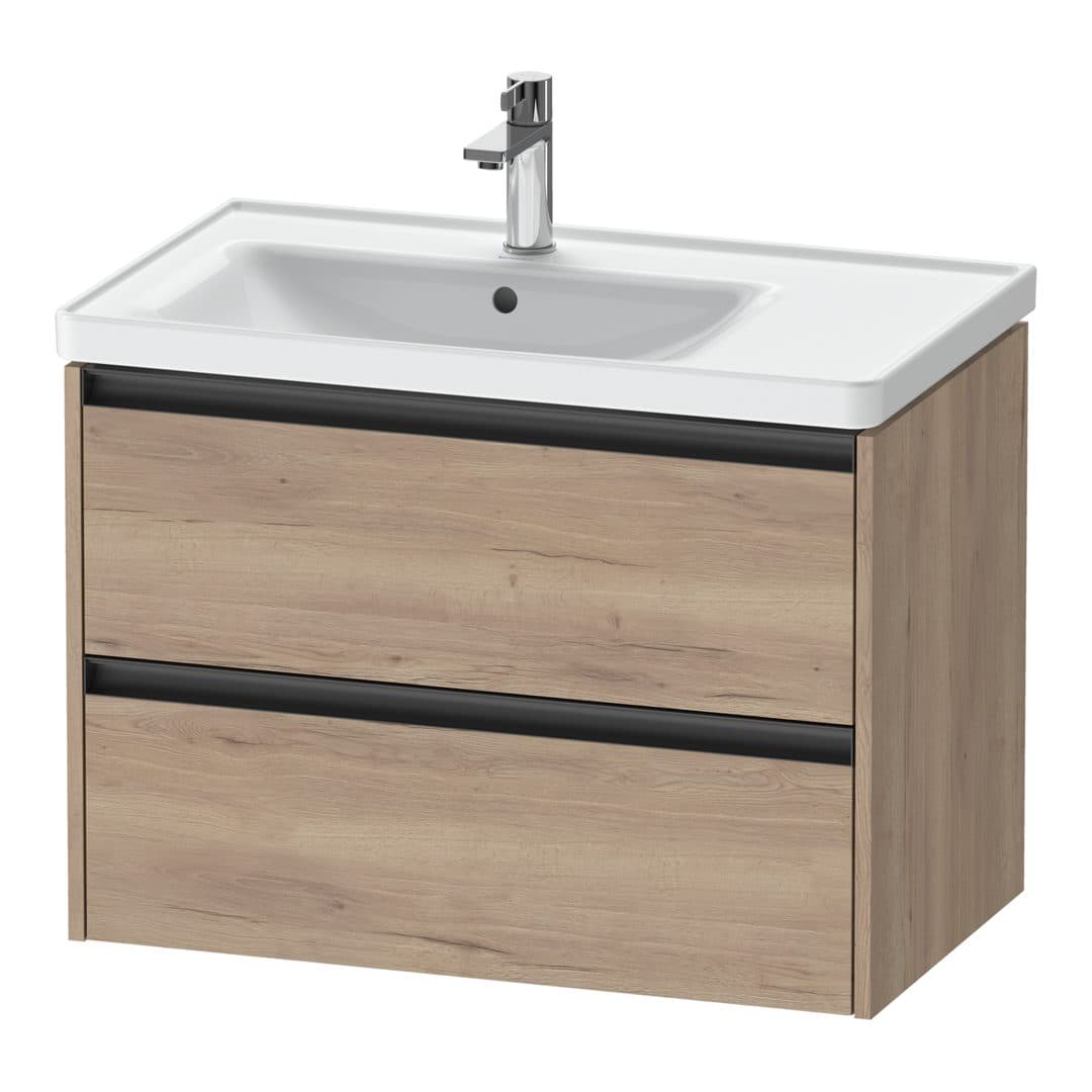 Duravit Ketho.2 – Έπιπλο Νιπτήρα – 784 mm, 2 συρτάρια, νιπτήρας αριστερά – Marbled Oak Matt, Decor (K25285055550000)