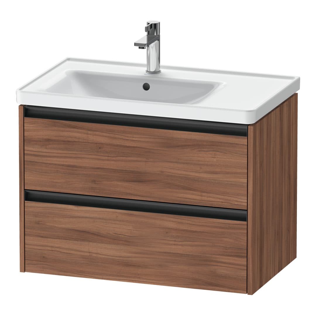 Duravit Ketho.2 – Έπιπλο Νιπτήρα – 784 mm, 2 συρτάρια, νιπτήρας αριστερά – Walnut Matt, Decor (K25285079790000)