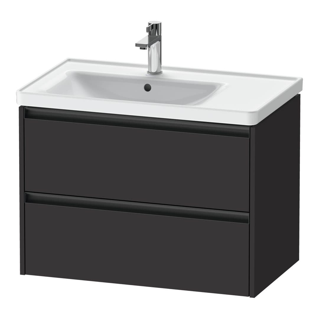 Duravit Ketho.2 – Έπιπλο Νιπτήρα – 784 mm, 2 συρτάρια, νιπτήρας αριστερά – Graphite Super Matt, Decor (K25285080800000)