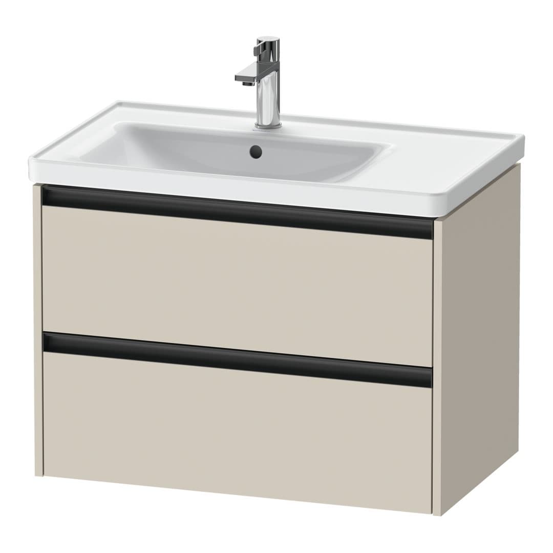 Duravit Ketho.2 – Έπιπλο Νιπτήρα – 784 mm, 2 συρτάρια, νιπτήρας αριστερά – Taupe Super Matt, Decor (K25285083830000)