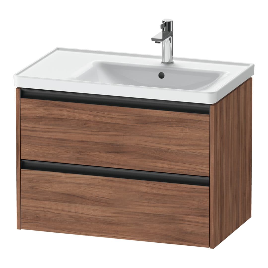 Duravit Ketho.2 – Έπιπλο Νιπτήρα – 784 mm, 2 συρτάρια, νιπτήρας δεξιά – Walnut Matt, Decor (K25286079790000)
