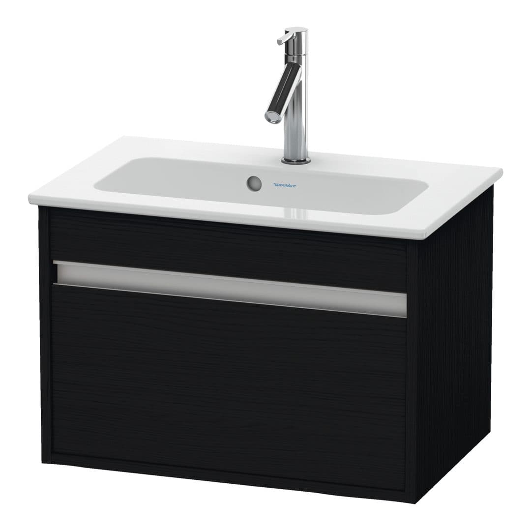 Duravit Ketho – Έπιπλο Νιπτήρα – 600 mm, 1 συρτάρι, νιπτήρας κέντρο, Compact – Black oak Matt, Decor (KT642201616)