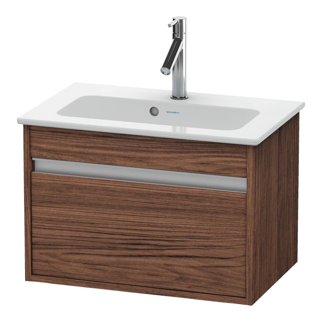 Duravit Ketho – Έπιπλο Νιπτήρα – 600 mm, 1 συρτάρι, νιπτήρας κέντρο, Compact – Walnut dark Matt, Decor (KT642202121)