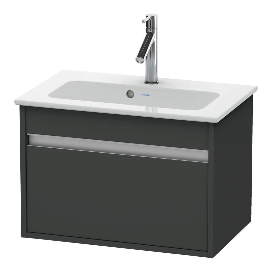 Duravit Ketho – Έπιπλο Νιπτήρα – 600 mm, 1 συρτάρι, νιπτήρας κέντρο, Compact – Graphite Matt, Decor (KT642204949)