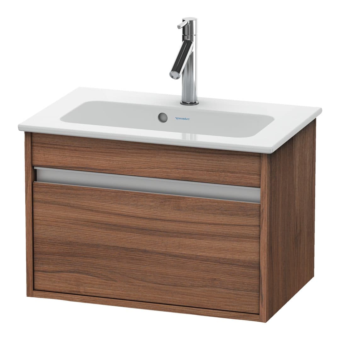 Duravit Ketho – Έπιπλο Νιπτήρα – 600 mm, 1 συρτάρι, νιπτήρας κέντρο, Compact – Walnut Matt, Decor (KT642207979)