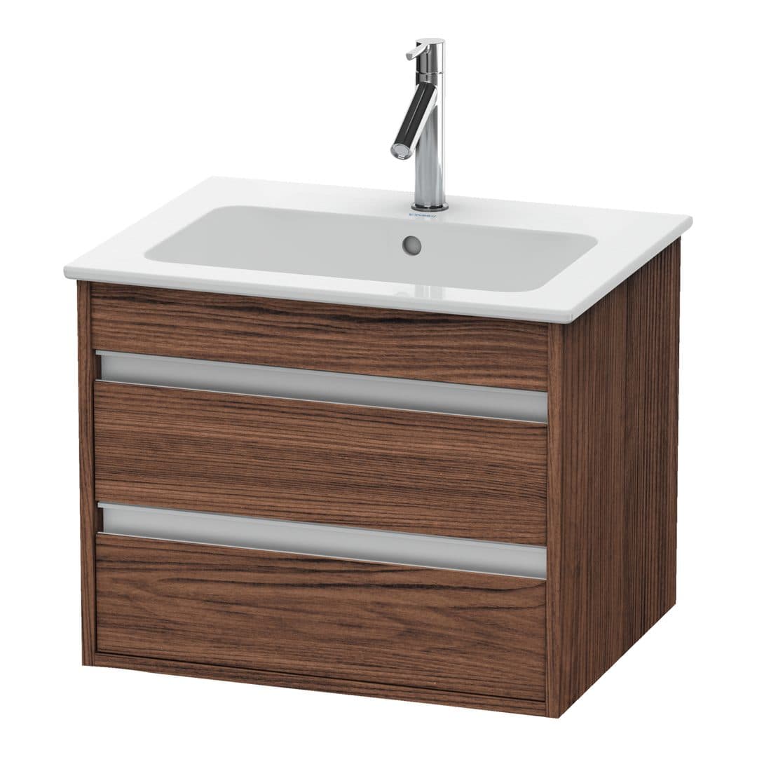 Duravit Ketho – Έπιπλο Νιπτήρα – 600 mm, 2 συρτάρια, νιπτήρας κέντρο, 600 x 475 x 480 mm – Walnut dark Matt, Decor (KT642802121)