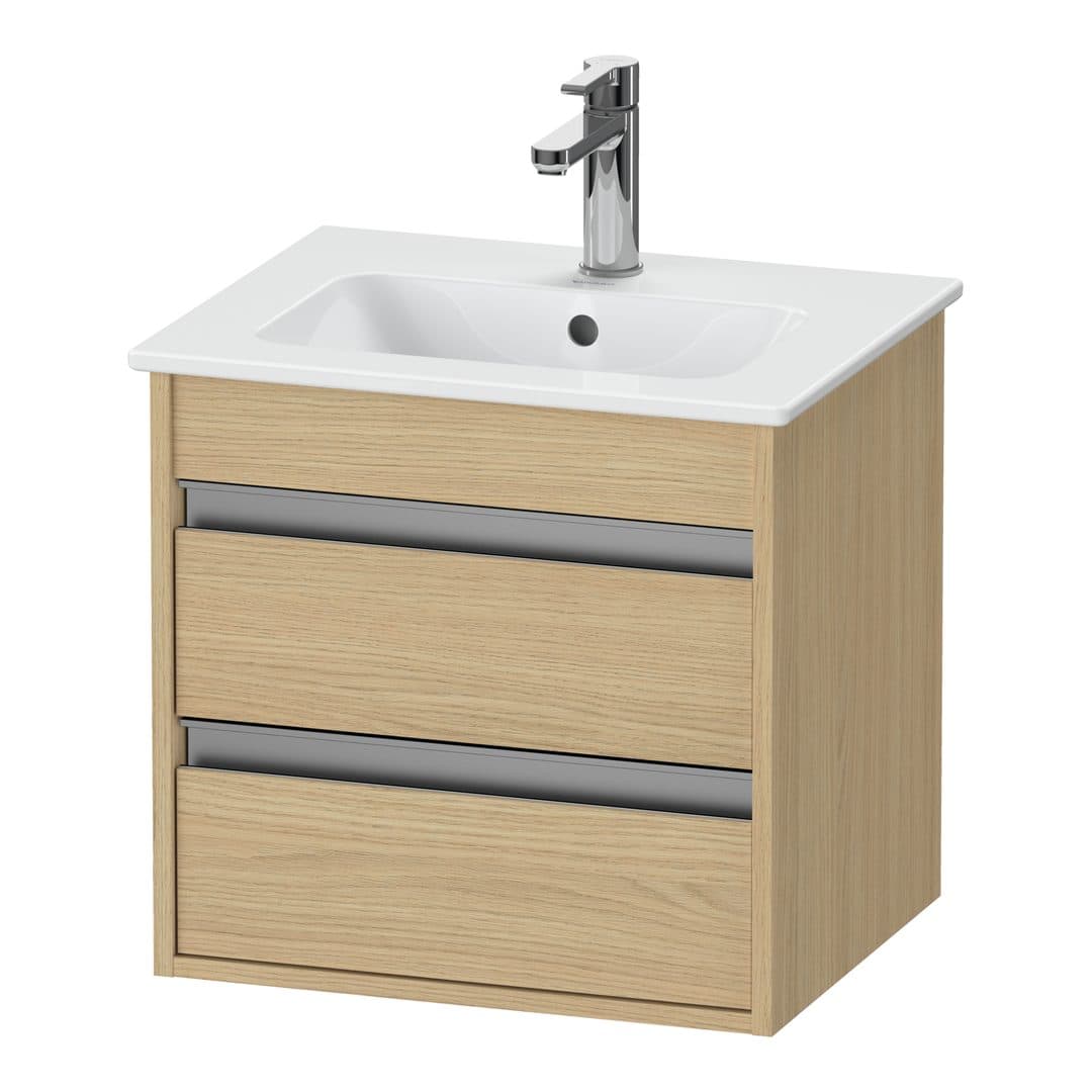 Duravit Ketho – Έπιπλο Νιπτήρα – 500 mm, 2 συρτάρια, νιπτήρας κέντρο, Compact – Natural oak, Decor (KT644403030)