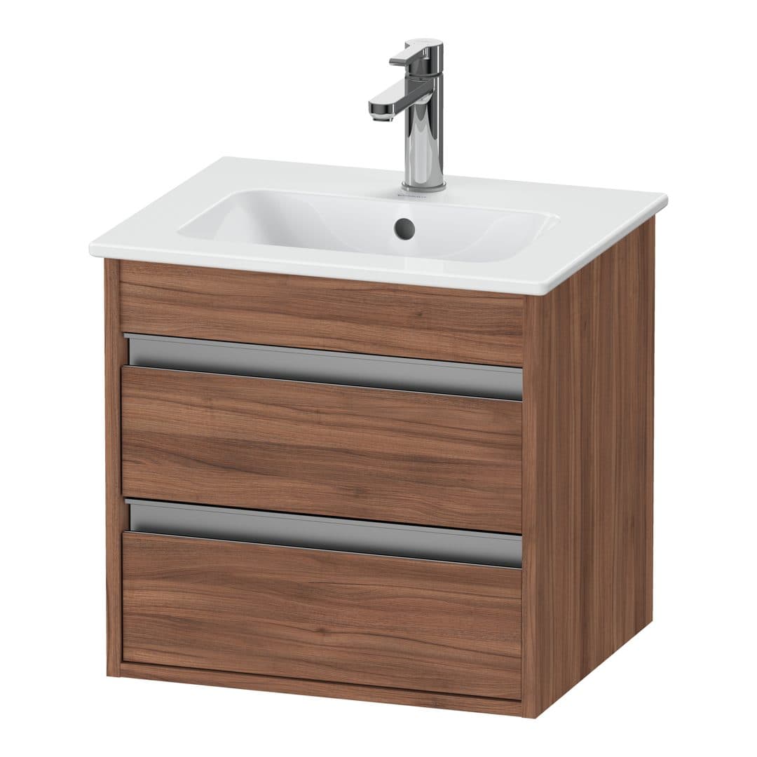Duravit Ketho – Έπιπλο Νιπτήρα – 500 mm, 2 συρτάρια, νιπτήρας κέντρο, Compact – Walnut Matt, Decor (KT644407979)