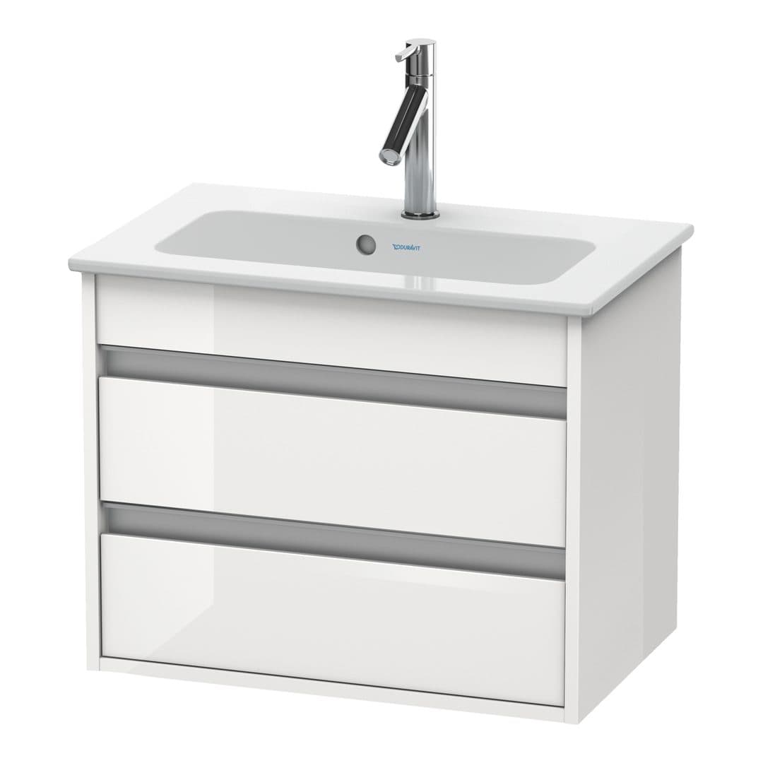 Duravit Ketho – Έπιπλο Νιπτήρα – 600 mm, 2 συρτάρια, νιπτήρας κέντρο, Compact – White High Gloss, Decor (KT645202222)