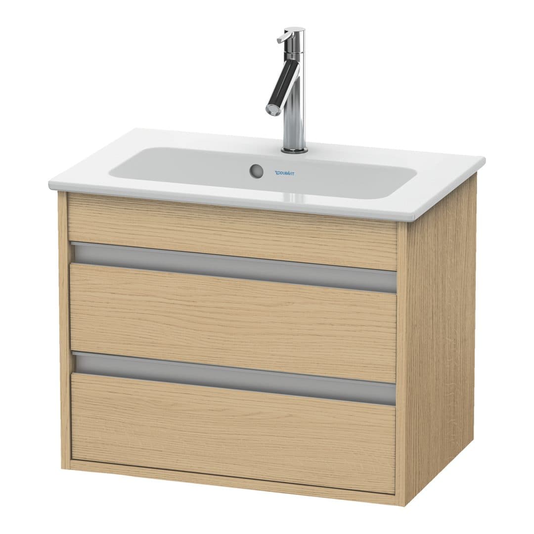 Duravit Ketho – Έπιπλο Νιπτήρα – 600 mm, 2 συρτάρια, νιπτήρας κέντρο, Compact – Natural oak, Decor (KT645203030)