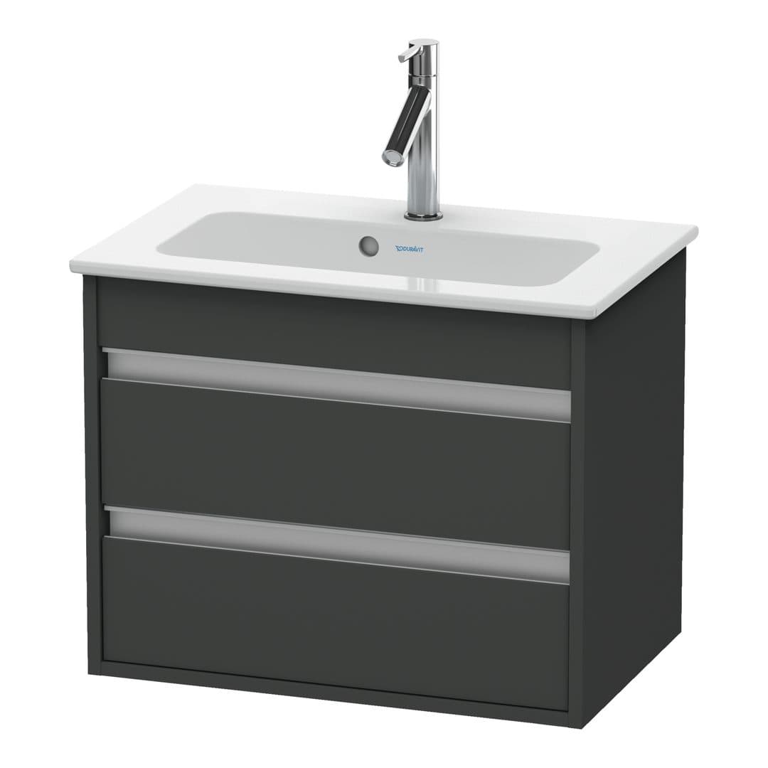 Duravit Ketho – Έπιπλο Νιπτήρα – 600 mm, 2 συρτάρια, νιπτήρας κέντρο, Compact – Graphite Matt, Decor (KT645204949)