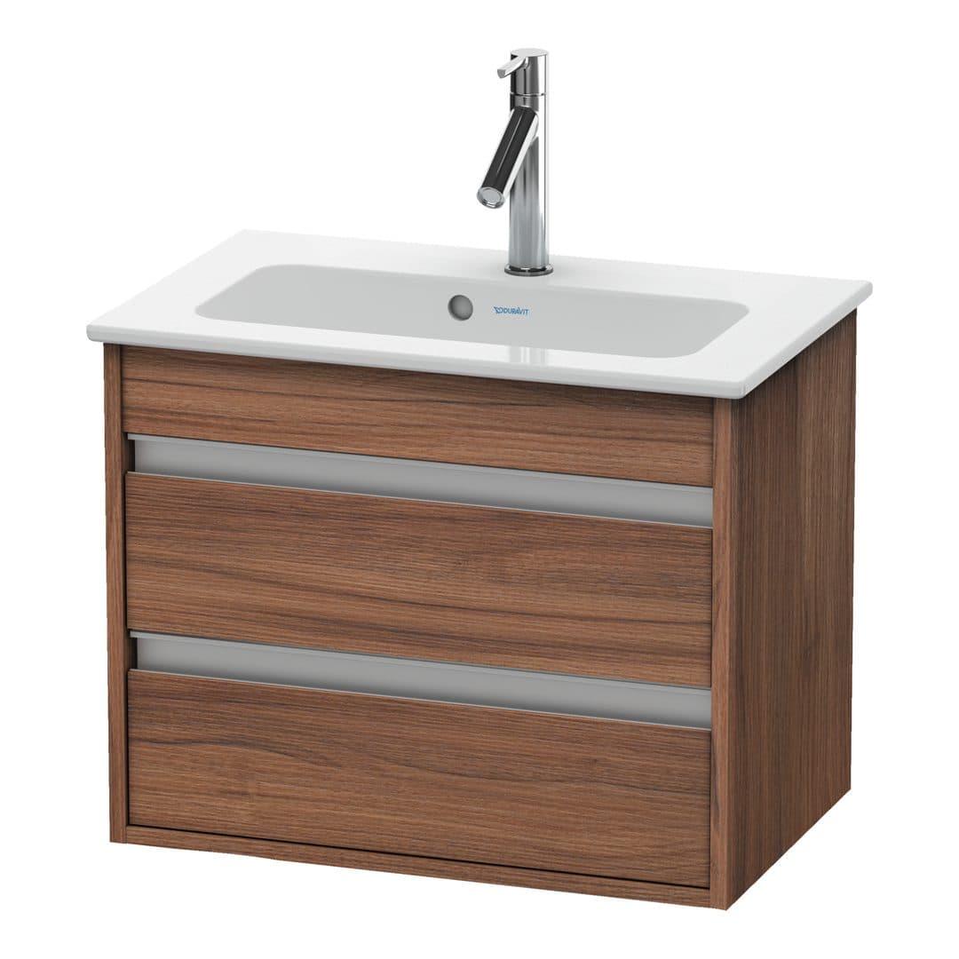 Duravit Ketho – Έπιπλο Νιπτήρα – 600 mm, 2 συρτάρια, νιπτήρας κέντρο, Compact – Walnut Matt, Decor (KT645207979)